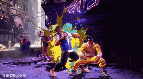 Man In Blue Shirt Fighting Man In Yellow GIF