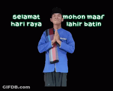 Man In Blue Shirt Hands Folded Selamat Hari Raya Mohon Maaf Lahir Batin GIF
