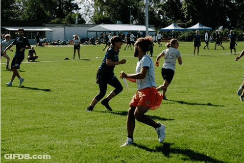 Man In Blue Shirt Holding Frisbee Saying Yippee GIF