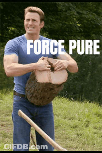 Man In Blue Shirt Holding Log Saying Force Pure GIF