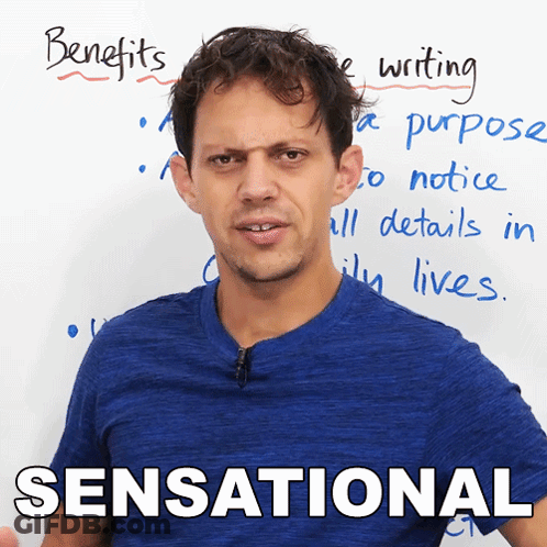 Man In Blue Shirt In Front Of Sensational Whiteboard GIF