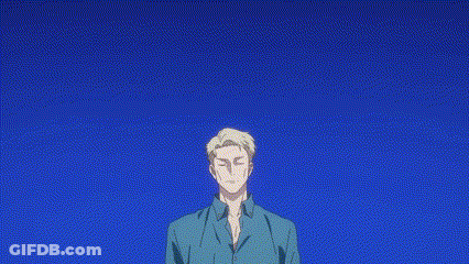 Man In Blue Shirt Looking Up At Blue Sky GIF