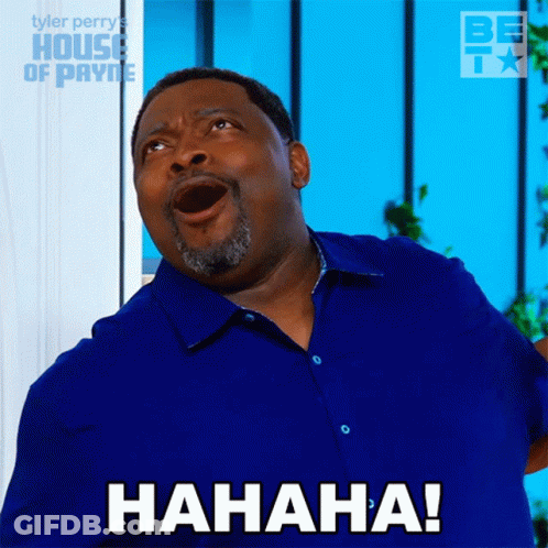 Man In Blue Shirt Making Funny Face Hahaha GIF