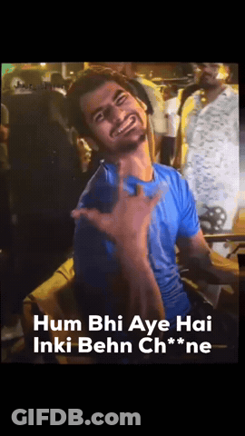 Man In Blue Shirt Making Funny Face Hum Bhi Aye Hai Inki Behn Ch* Ne GIF