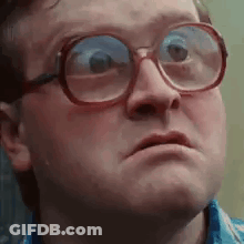 Man In Blue Shirt Making Funny Face GIF