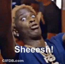 Man In Blue Shirt Making Funny Face Saying Sheeesh! GIF