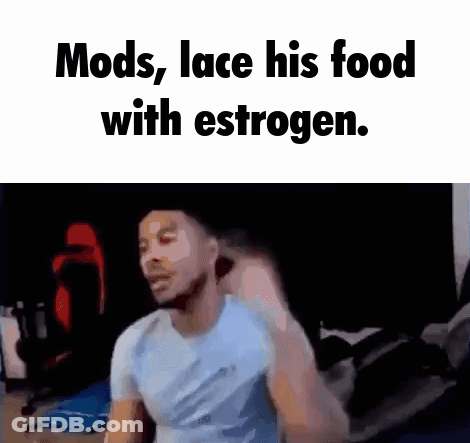 Man In Blue Shirt Mods Lace His Food With Estrogen GIF