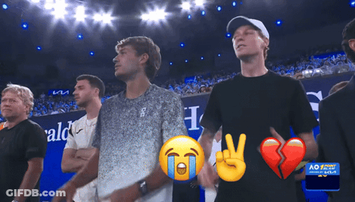 Man In Blue Shirt Playing Tennis NP Paribas Sign GIF