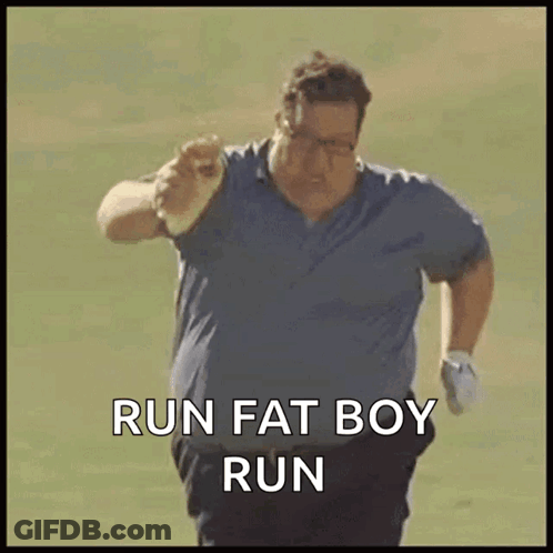 Man In Blue Shirt Running Run Fat Boy Run GIF