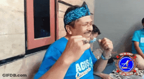 Man In Blue Shirt Saying Agus GIF
