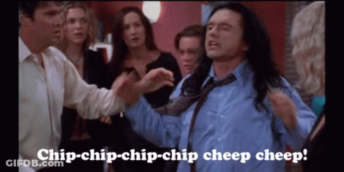 Man In Blue Shirt Saying Chip-Chip Cheep Cheep GIF