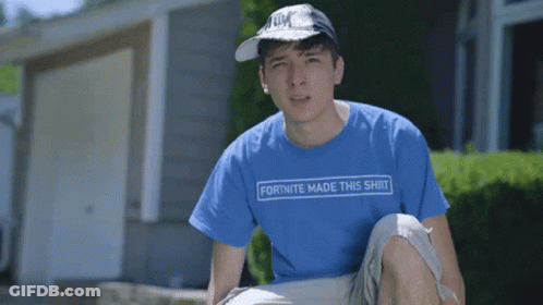 Man In Blue Shirt Saying Fortnite Made This Shit GIF