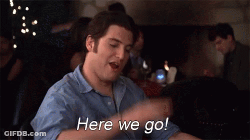 Man In Blue Shirt Saying Here We Go GIF