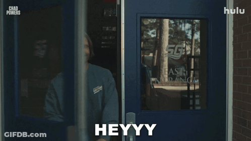 Man In Blue Shirt Saying Heyy GIF