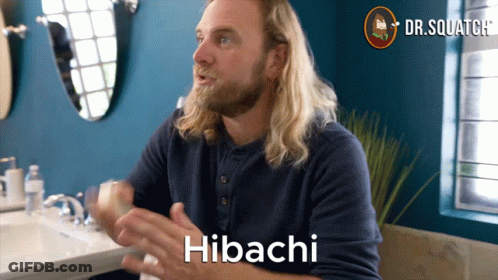 Man In Blue Shirt Saying Hibachi GIF