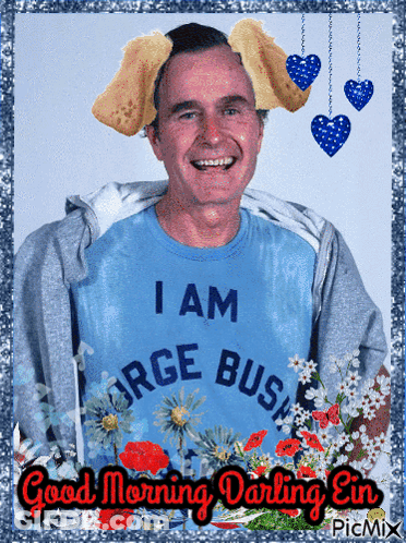 Man In Blue Shirt Saying I Am George Bush GIF