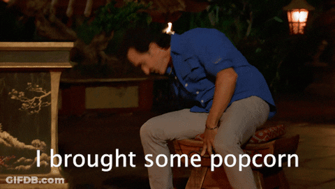 Man In Blue Shirt Saying I Brought Popcorn GIF