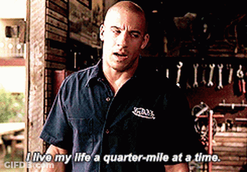 Man In Blue Shirt Saying I Live My Life A Quarter-Mile At A Time GIF