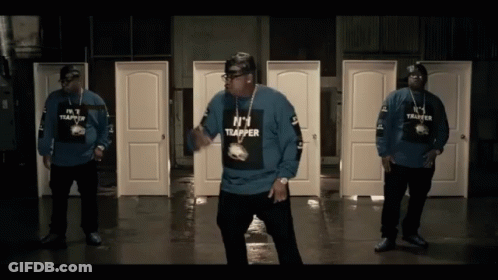 Man In Blue Shirt Saying I'm A Trapper Dancing GIF