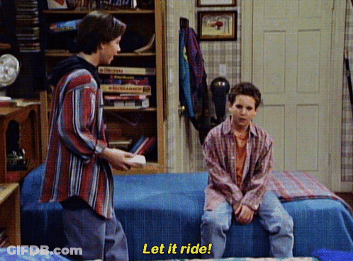 Man In Blue Shirt Saying I'm Fine In Front Of Door GIF