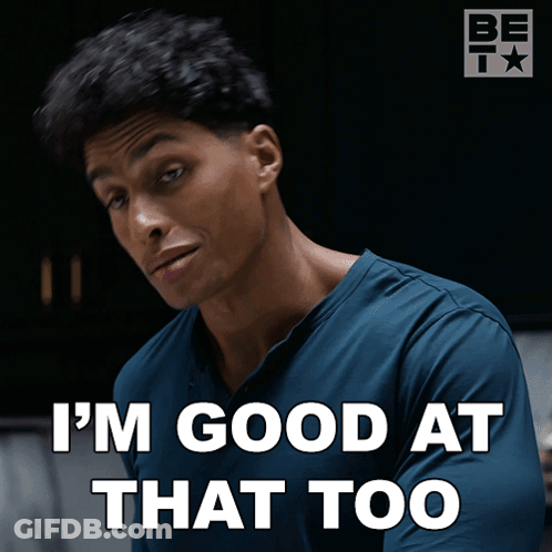 Man In Blue Shirt Saying Im Good At That Too GIF