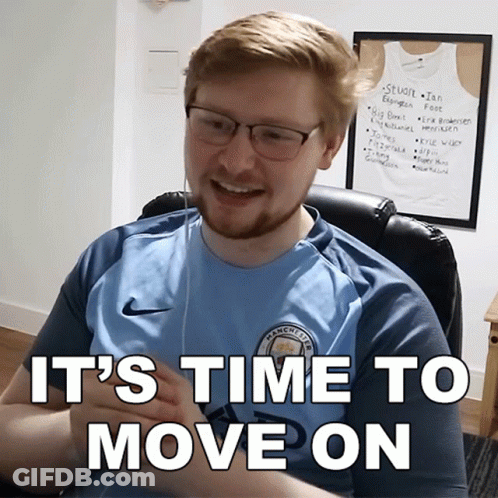 Man In Blue Shirt Saying It's Time To Move On GIF