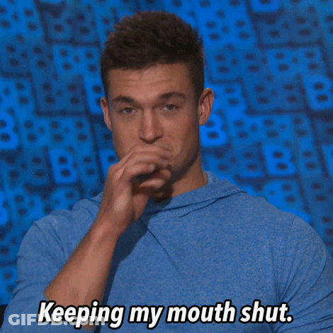 Man In Blue Shirt Saying Keeping My Mouth Shut GIF
