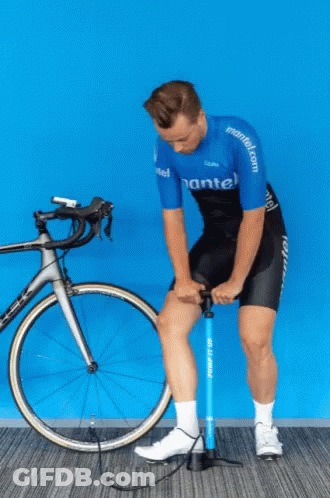 Man In Blue Shirt Saying Mantel Pumps Tire GIF
