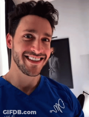 Man In Blue Shirt Saying MC GIF