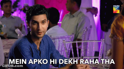 Man In Blue Shirt Saying Mein Apko Hi Dekh Raha Tha GIF