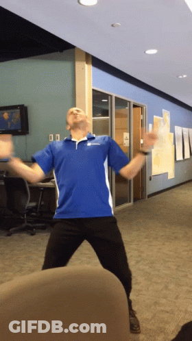 Man In Blue Shirt Saying Nike GIF