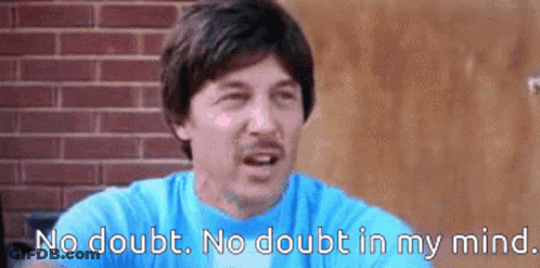 Man In Blue Shirt Saying No Doubt GIF