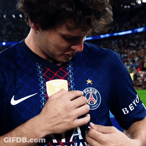 Man In Blue Shirt Saying Paris GIF