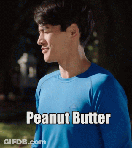 Man In Blue Shirt Saying Peanut Butter GIF