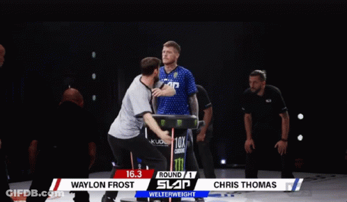 Man In Blue Shirt Saying Slap GIF