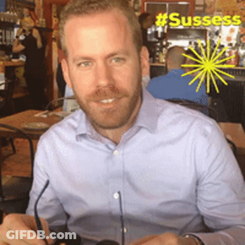 Man In Blue Shirt Saying #Sussess GIF