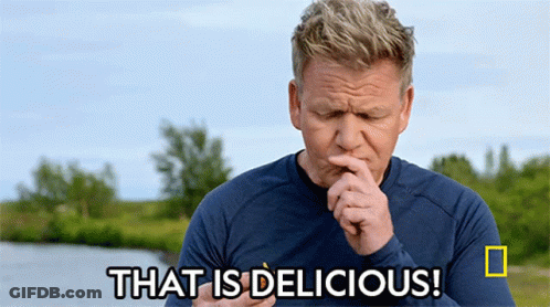 Man In Blue Shirt Saying That Is Delicious GIF