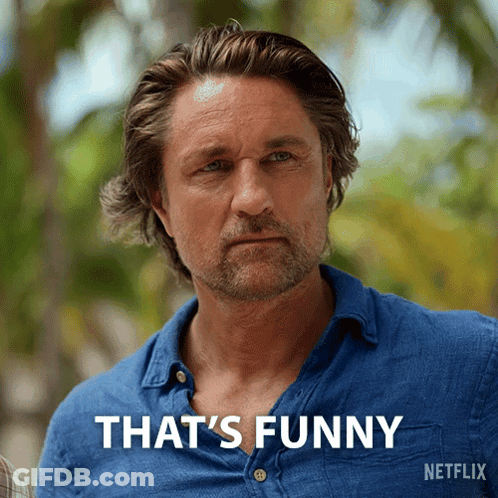 Man In Blue Shirt Saying That's Funny On Netflix GIF