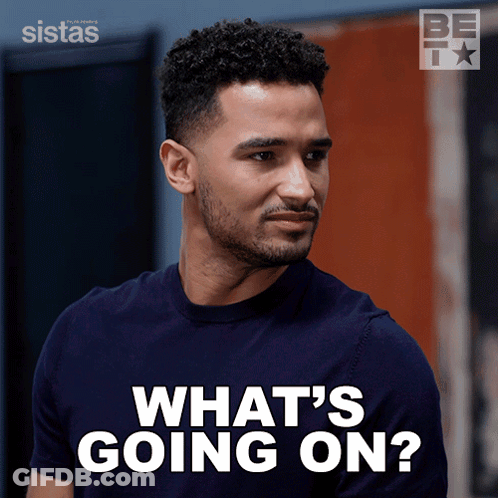 Man In Blue Shirt Saying What's Going On GIF
