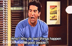 Man In Blue Shirt Saying Why Do Bad Things Happen To Good People GIF