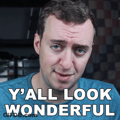 Man In Blue Shirt Saying Y'all Look Wonderful GIF