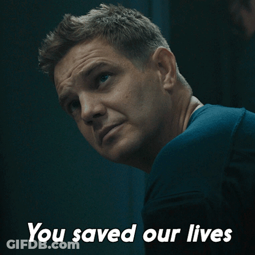 Man In Blue Shirt Saying You Saved Our Lives GIF