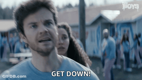 Man In Blue Shirt Says Get Down GIF