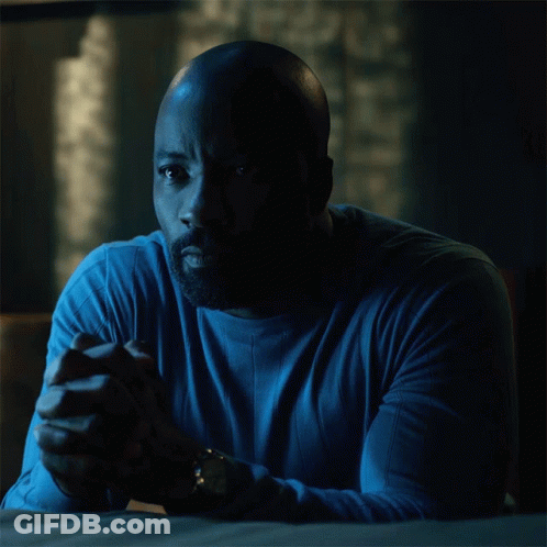 Man In Blue Shirt Says Get Out GIF