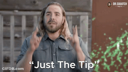 Man In Blue Shirt Says Just The Tip GIF