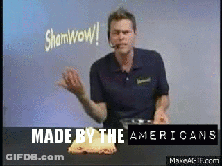 Man In Blue Shirt Says Shamwow Made By Americans GIF