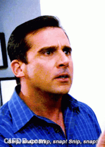 Man In Blue Shirt Says Snip Snap GIF