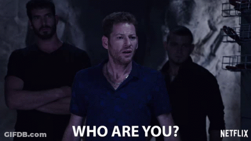 Man In Blue Shirt Says Who Are You GIF