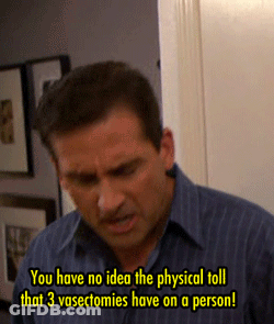 Man In Blue Shirt Says You Have No Idea The Physical Toll That 3 Vasectomies Have On A Person GIF