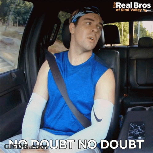Man In Blue Shirt Sitting In Car Saying No Doubt No Doubt GIF